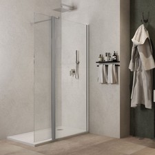 Walk In Schwenkbare Duschwand Lorna L112F Kristall 8 mm 147-149 cm