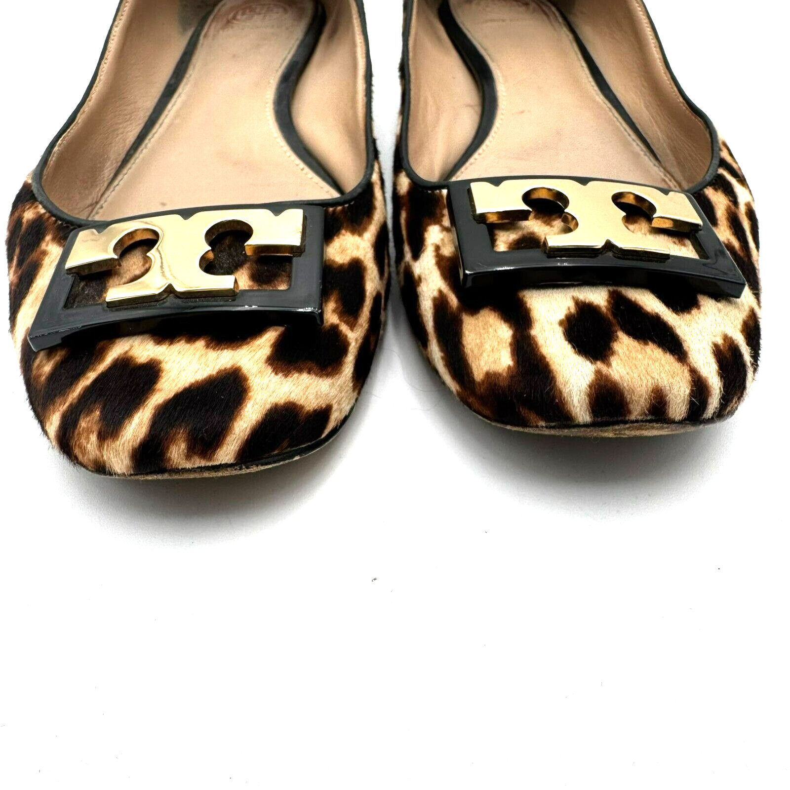 TORY BURCH Women's 10.5 Brown Haircalf Leather Gigi Leopard Print Ballet Flats thumbnail 5