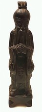 Handgeschnitzte Shou Lao Holzfigur, Gott des langen Lebens in China, 30 cm