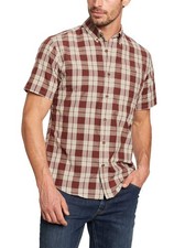 Eddie Bauer Herren Hemd On The go Popelinehemd Kurzarmshirt, Lehm Braun, XL