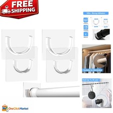 Strong Adhesive Shower Rod Holder 4 Pack - No Drilling, Waterproof  Durable