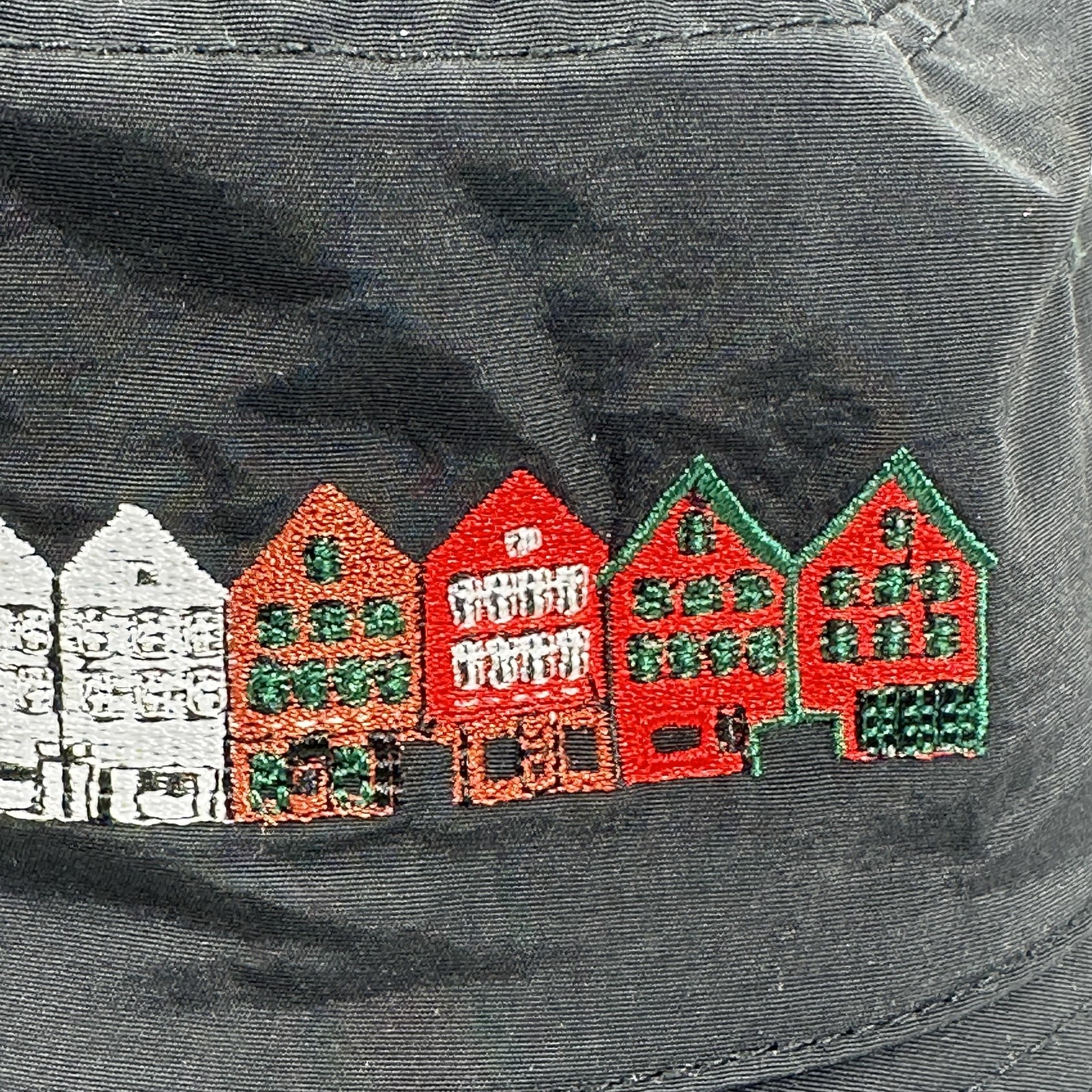 Kjetil Sorensen Hat Bucket Mens One Size Blue Norway Flag Reversible City Houses image 4
