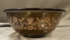 Vintage Pyrex Festive Harvest 323 1.5 Qt Mixing Bowl Brown Pink Birds Hearts