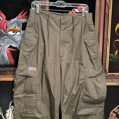 Vintage UFO Olive Green 90s Cargo Parachute Raver Pants Wide Baggy