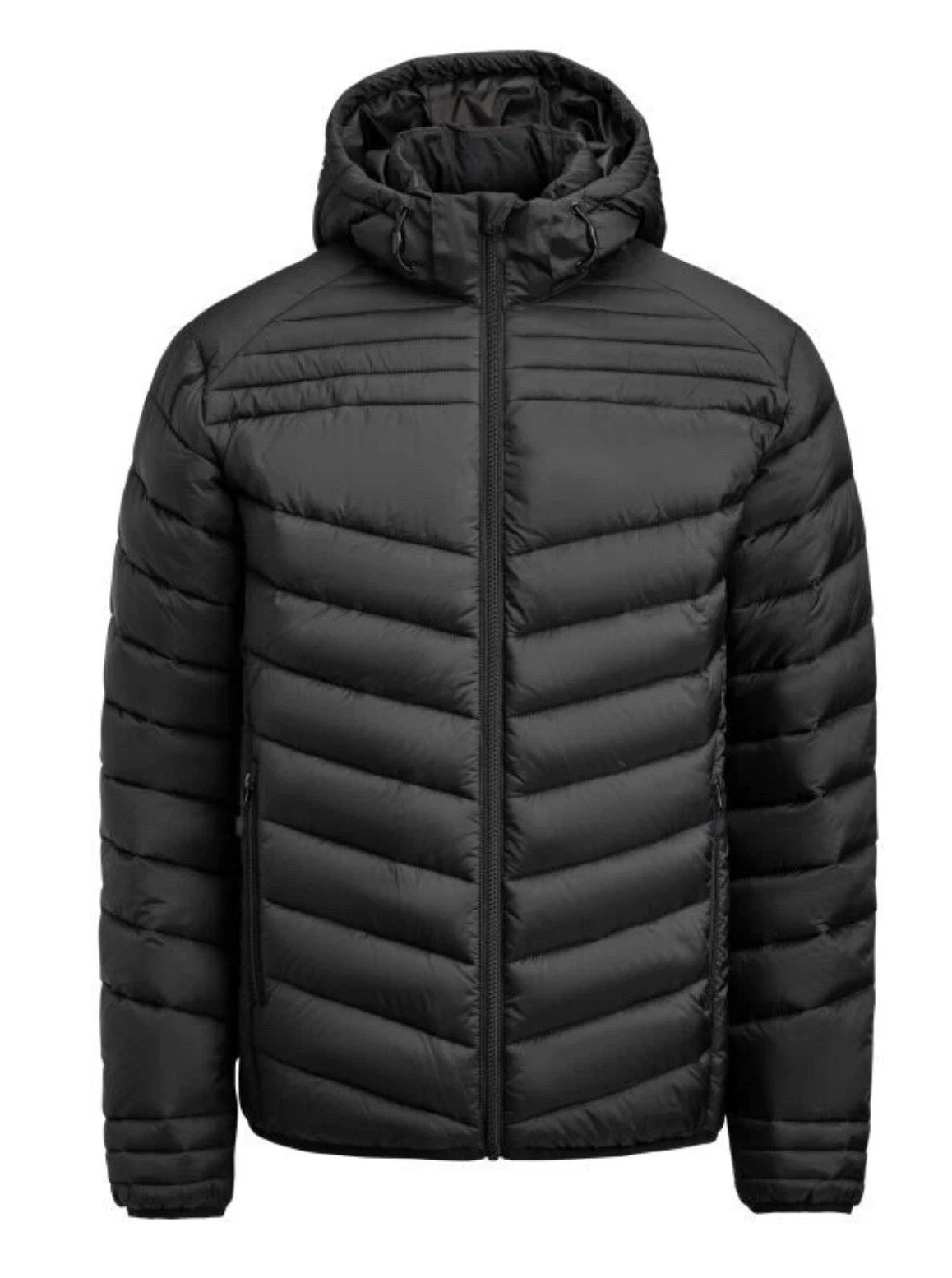 PRINTER ESSENTIALS - insulated hooded puffer jacket in Black - size Medium