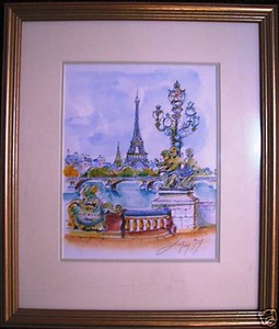 Christine-Sorafin-original-watercolour-titled-039-Paris-Point-d-039-Alexandie-039