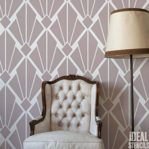 Art Deco Vintage STENCIL Geometric Retro Pattern Home Decor Wallpaper Decorating - Picture 1 of 13