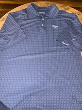 Nike Golf Polo Shirt Mens Large Blue Geometric Short Sleeve Casual Poly Blend
