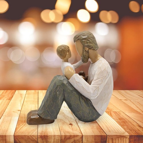 Unique Intimate Father Son Statues Wood Carving Sculptures Father's Day