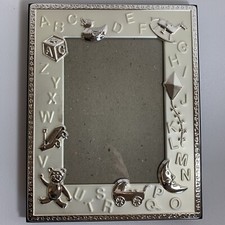 ABC Alphabet 5x7 Baby Nursery Silver Tone Metal Picture Photo Frame Embossed