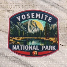 Yosemite National Park Patch Iron-on Applique Nature, Upper Lower Falls, Forest