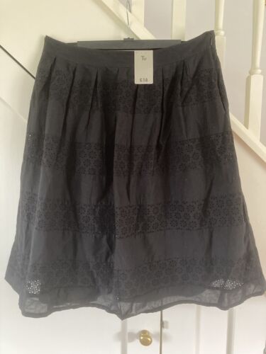 BNWT TU black cotton broderie anglaise skirt size 14 £18 - 第 1/2 張圖片
