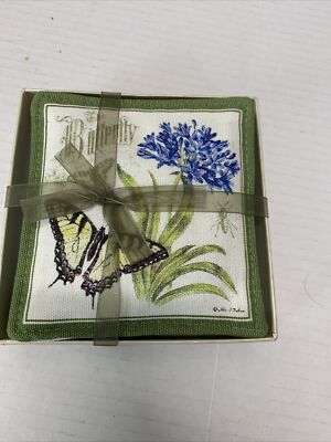 Alice's Cottage Cotton Scented Spiced Mug Mats Coasters Butterfly set of 4