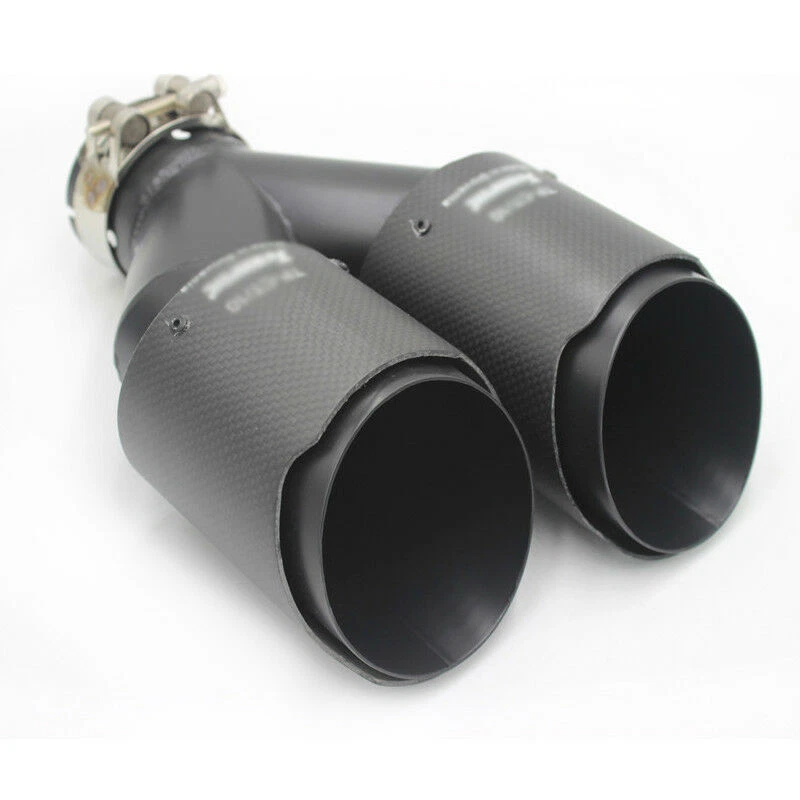 Pair Real Carbon Fiber Exhaust Tip Dual Pipe ID:2.5" 63mm OD:3.5" 89mm - Image 2 of 4