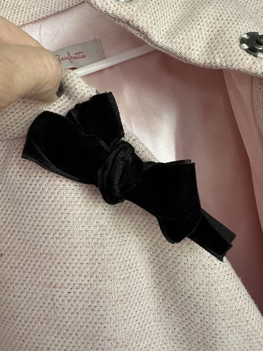 EUC Lili Gaufrette Girls Cape SZ 8 Pink Tweed Satin Lined Wool Blend Velvet Bow - Picture 8 of 14