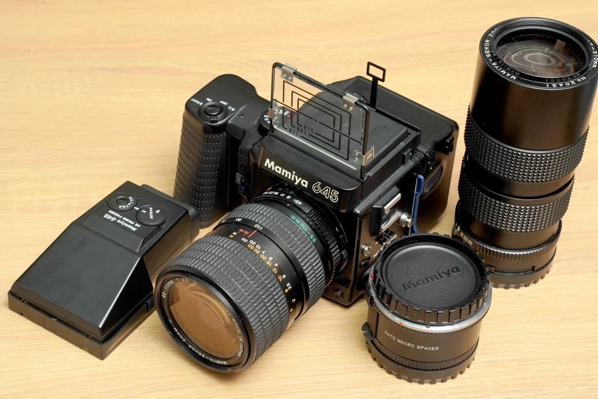 Mamiya 645 Super AE 120 film camera 55-110 105-210 ULD 2 lens must buy bundle