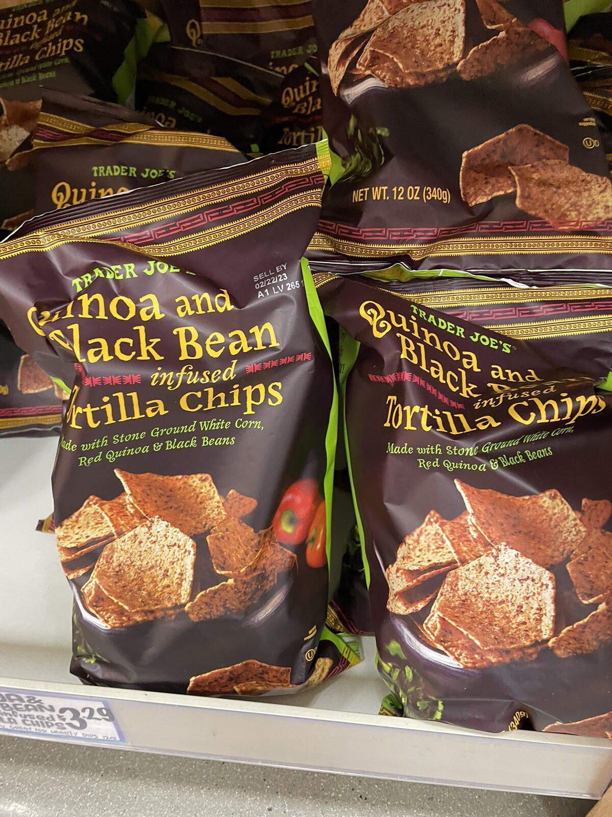 2 Packs Trader Joe's Quinoa & Black Bean Infused Tortilla Chips 12 OZ