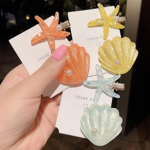 2pcs/set Girls Sea Star Shell Hairpins Irregular Hair Clip Women Fringe Hairgrip - Bild 5 von 13