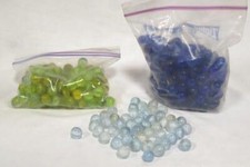 Estate Lot of Vintage Glass Marbles - Cobalt Blue, Light Blue, Yellow