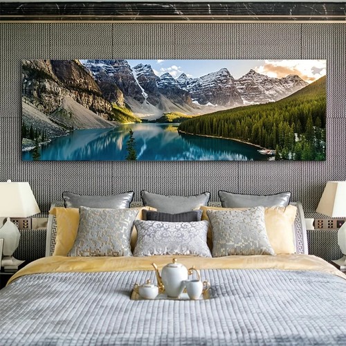Lake Forest Mountain Canvas Wall Art Canvas Painting Posters and Prints Mural - Foto 3 di 3