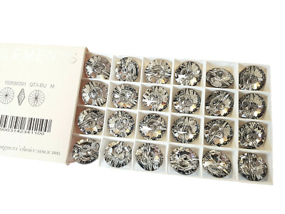 24 Swarovski Knöpfe 18 mm Durchmesser klar Kristallglas rund Elemente zum Aufnähen