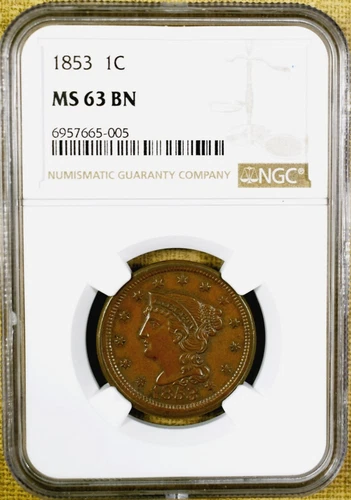 1853 NGC MS63 BN Large Cent