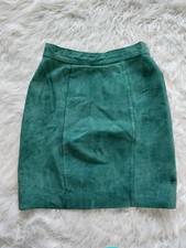 Vintage Pelle Cuir Women's Green Suede Leather Pencil Skirt Siz 10