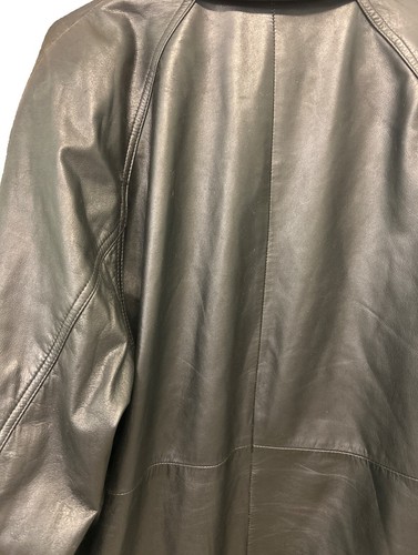 Cappotto giacca pelle nero solo membri vintage uomo XLT full zip foderato biker - Foto 10 di 15