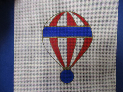 Beau Geste Handpainted Needlepoint Canvas Up Up & Away Hot Air Balloon w/ Stars