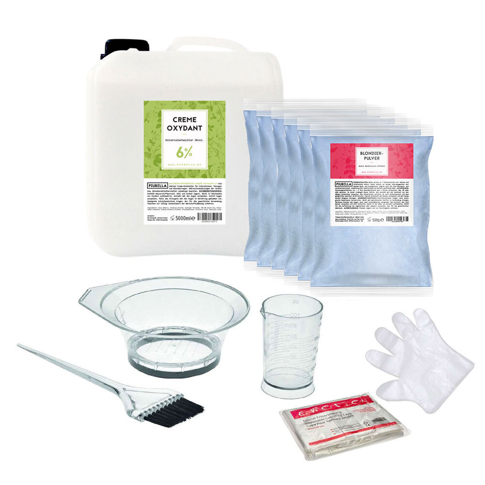 Набор для осветления (5 л 6%-ного оксиданта Piubella + 3 кг измельчителя Piubella Blondier + Зубер)