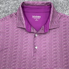 HICKEY FREEMAN Polo Golf Shirt Mens XL Purple Striped Performance Stretch S/S