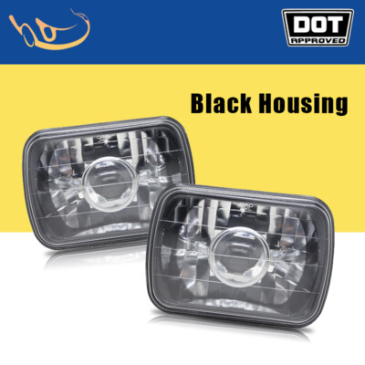 YLT Auto 7x6 H4 Black Diamond Cut Headlight Replacement – Clear Lens, DOT/SAE Approved, Fits Front Left/Right
