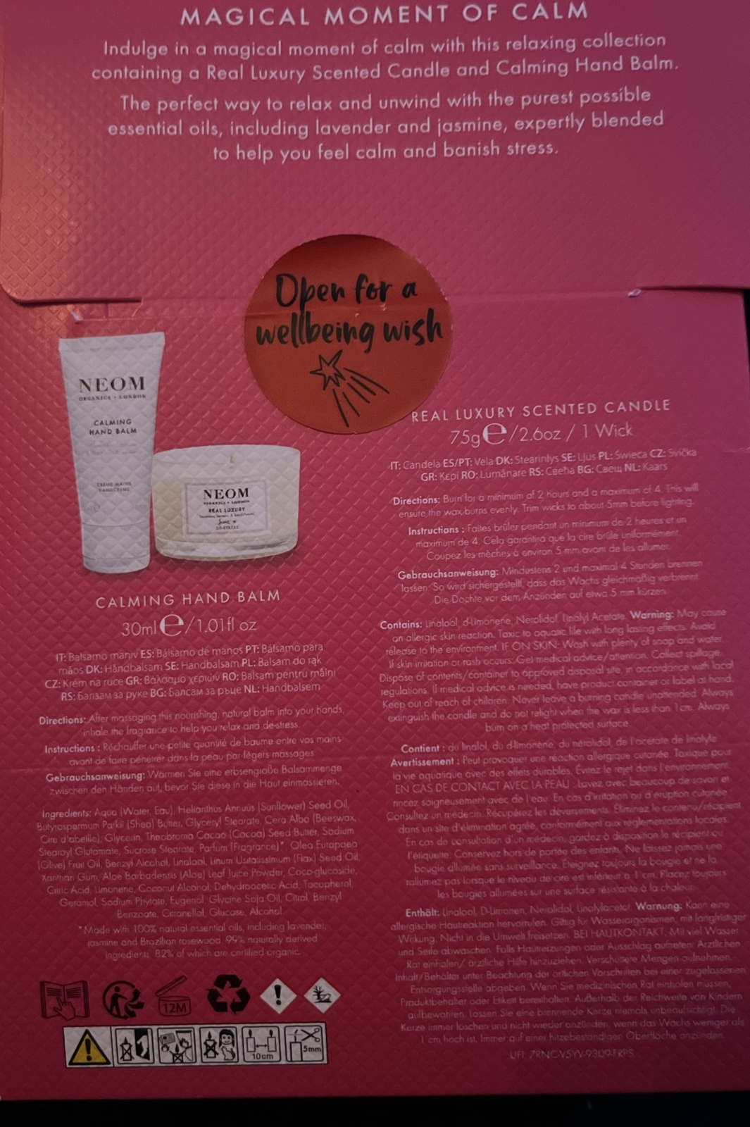 NEOM Magical Moment Of Calm Scented Candle 75g And Hand Balm 30ml