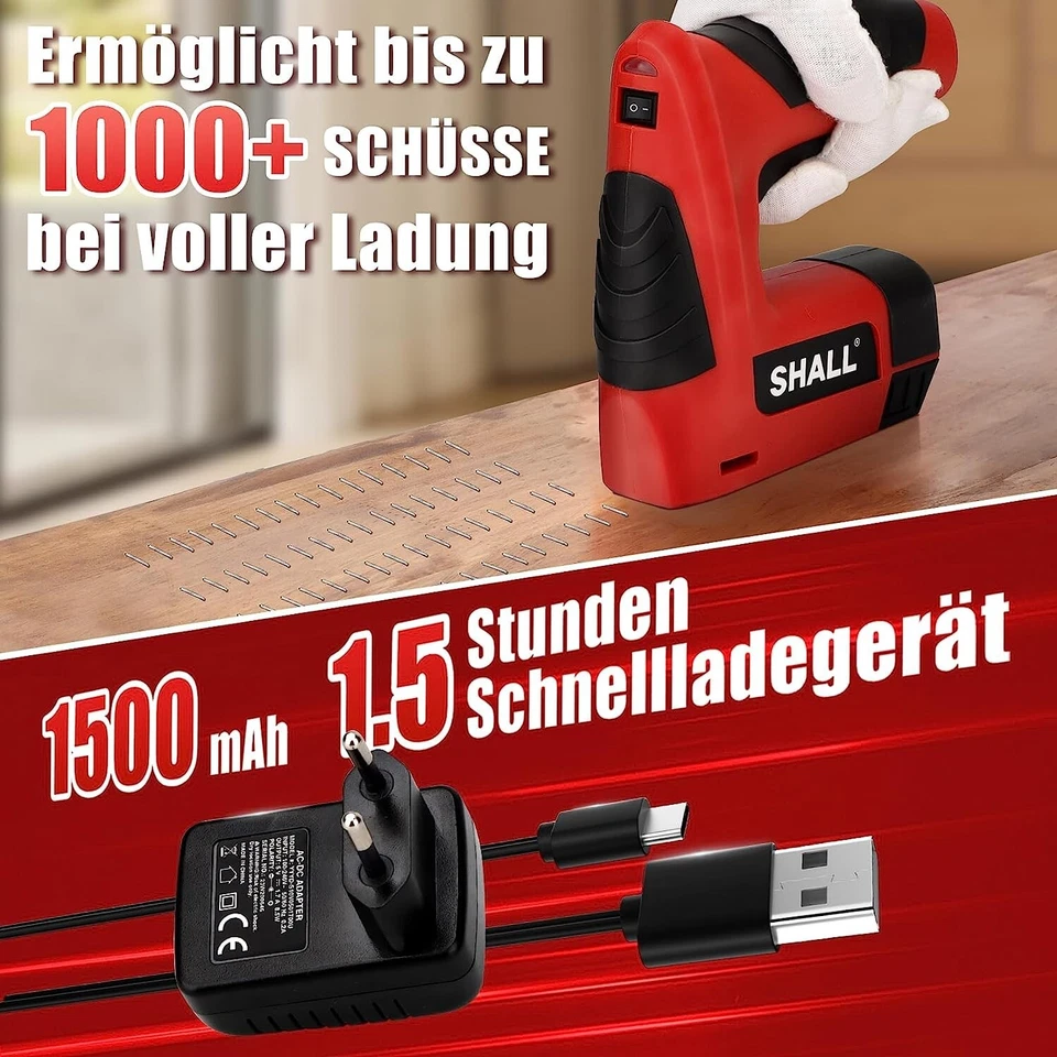 SHALL Akku Tacker & Nagler Hefter,3-in-1-Nagelpistole,4V,mit 2500 HeftklammernDE - Bild 2 von 4