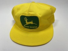 Vintage John Deere Yellow & Green Snap Back Trucker Hat Patch Made In USA