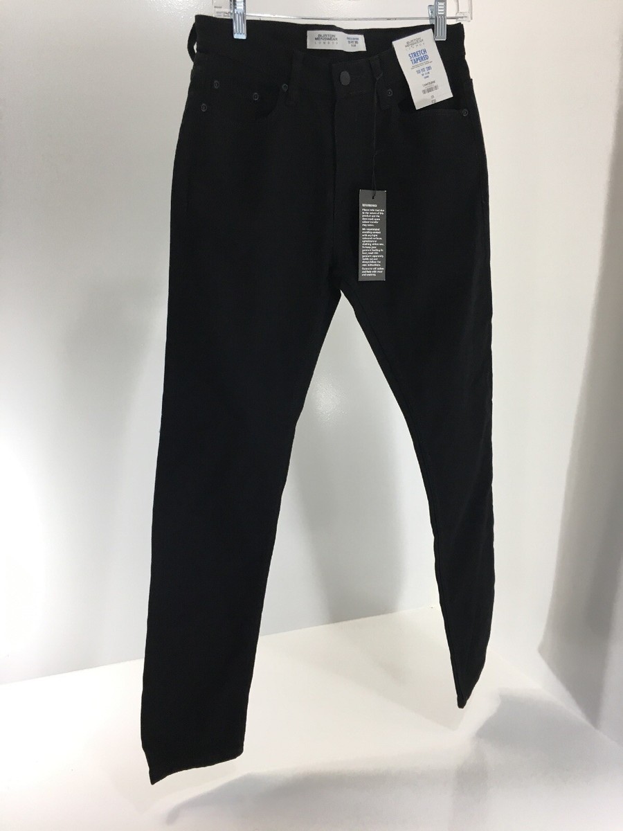 Burton Menswear London Mens Stretch Tapered Jeans Black Size Burton Menswear London Mens Stretch Tapered Jeans Black Size
