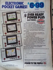 El66 Ephemera 1983 advert ever ready power plus electronic games 