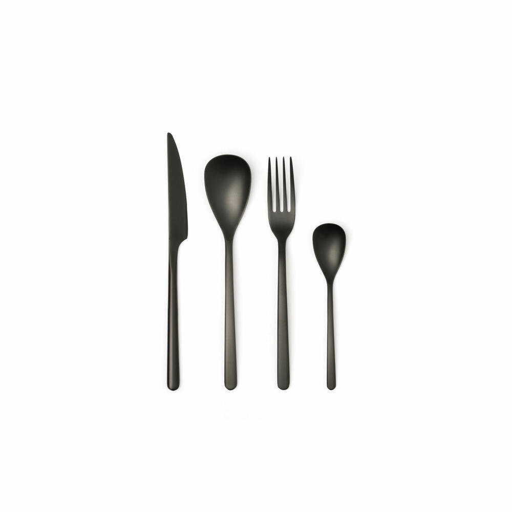 Juego de cubiertos Comas Canada Vintage Black 24 piezas, cubiertos de mesa, acero inoxidable, negro