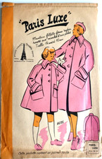 👉 6035 Ancien PATRON PARIS LUXE VINTAGE FRENCH MANTEAU Fillette T 14 ANS