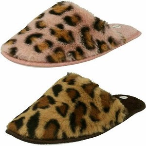 Donna Slip On Pelliccia Finta Animalier Ciabatte X2114 | eBay