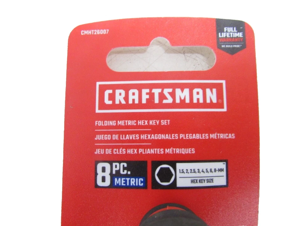 NEW! CRAFTSMAN TOOLS 8-pc. METRIC FOLD-UP HEX KEY WRENCH SET, CMHT26007 - Image 4 of 4