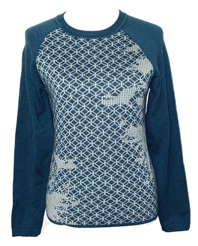 PrAna Antonia Wool Blend Teal Geometric 