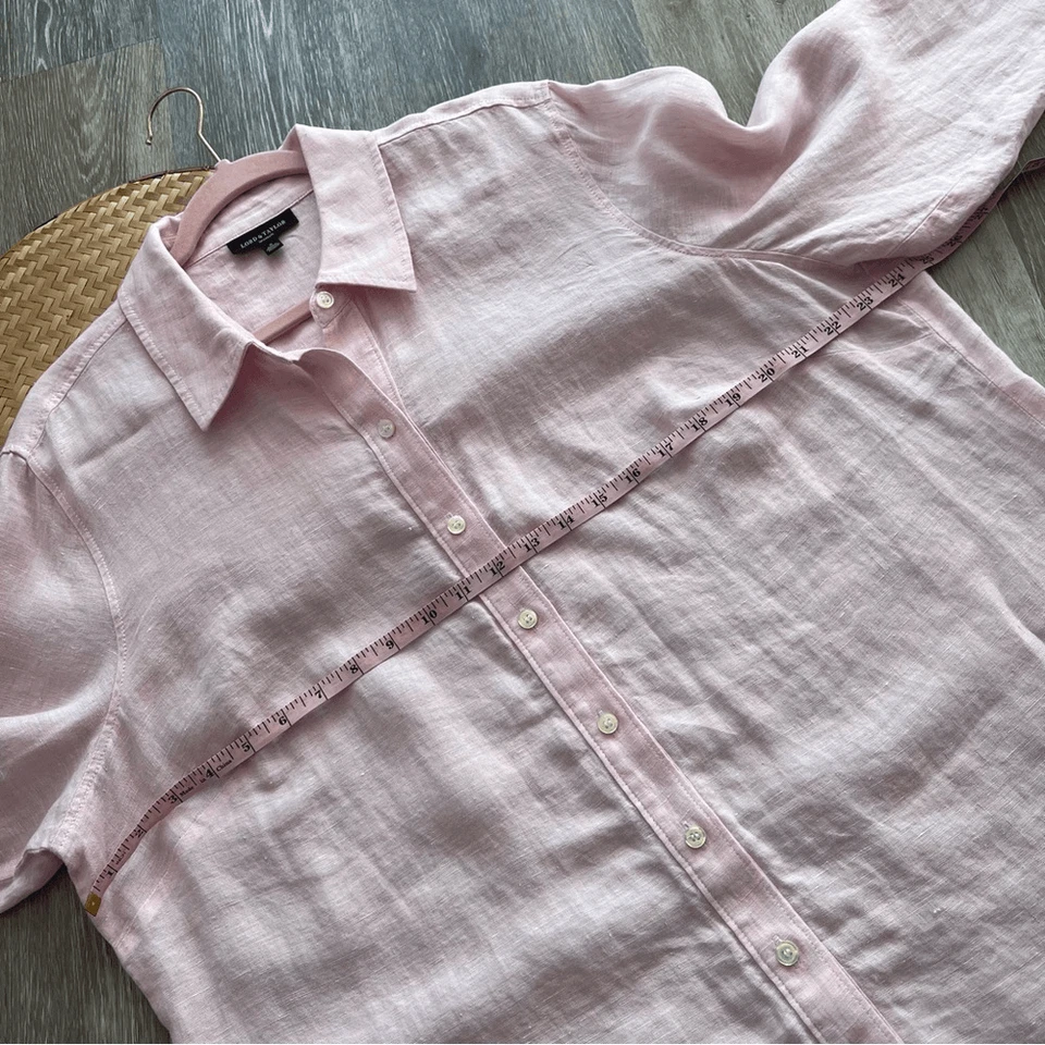 Lord & Taylor Rosa 100% Lino Blusa Abotonada Mujer’s Talla Grande 1x Foto 4 de 4