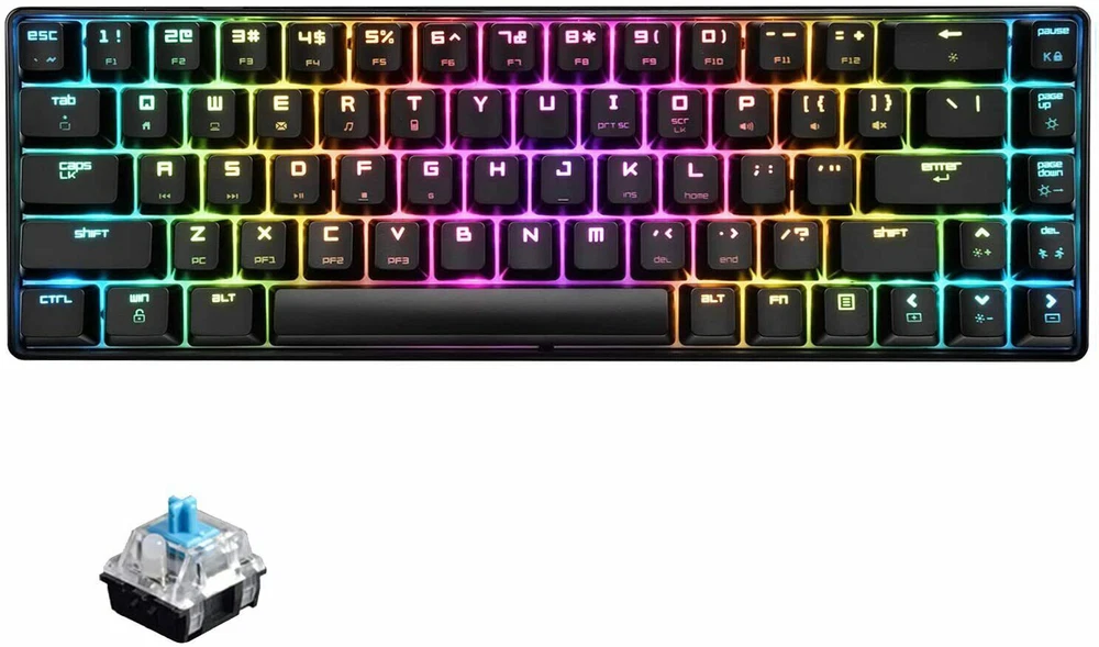 Mechanical Keyboard Wired 68 Keys Gaming Keyboard Red Switch Keyboard RGB Light