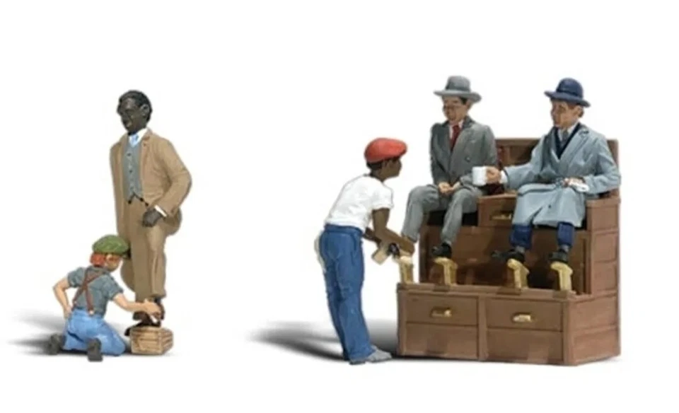 Woodland Scenics HO A1877 Shoe Shiners (7Pcs) Train Figures  - Image 2 of 2