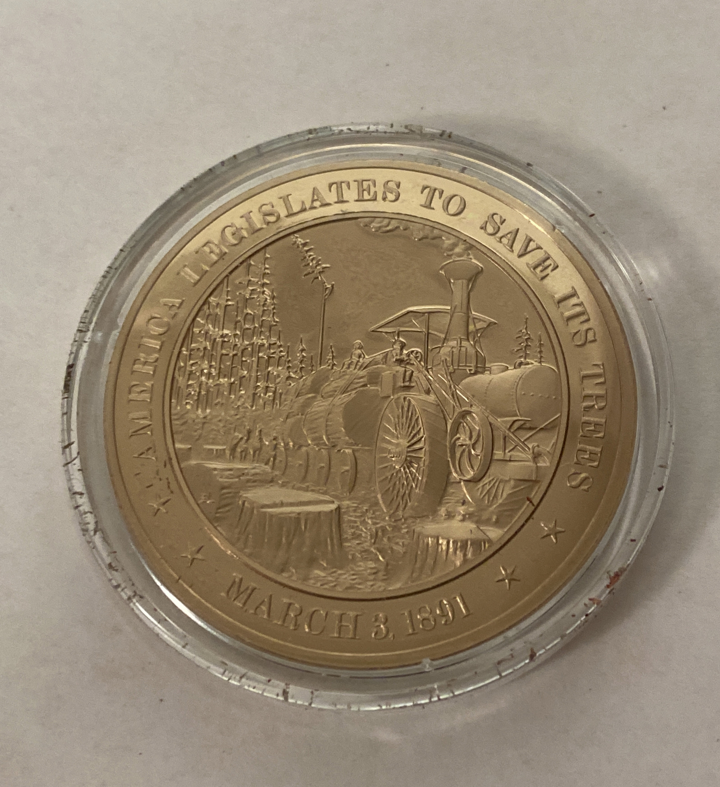 1891 America Legislates to Save Its Trees Mint Solid Bronze Commemorative Coin