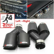 2Pcs 2.5" inlet Akrapovic Real Carbon Fiber Car Dual Exhaust Tip End Pipe OD3.5"