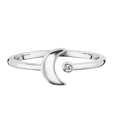 cai Ring 925 Sterling Silber rhodiniert Mond mit Zirkonia weiß glänzend Galaxy