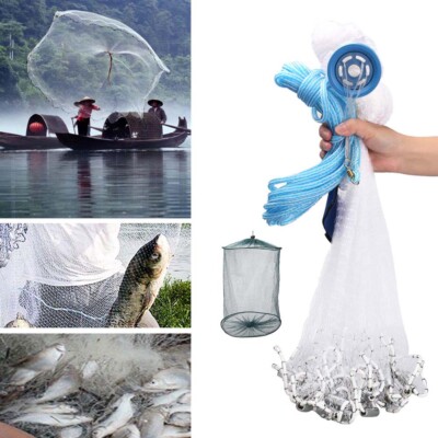 8/10/12/14/16FT Fishing Cast Net Bait Easy Throw Hand Cast Strong Nylon Mesh USA | eBay 8/10/12/14/16FT Fishing Cast Net Bait Easy Throw Hand Cast Strong Nylon Mesh USA | eBay
