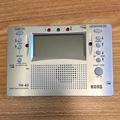 Korg TM-40 Digital Tuner Metronome Combo Built-In Mic LCD Display Silver